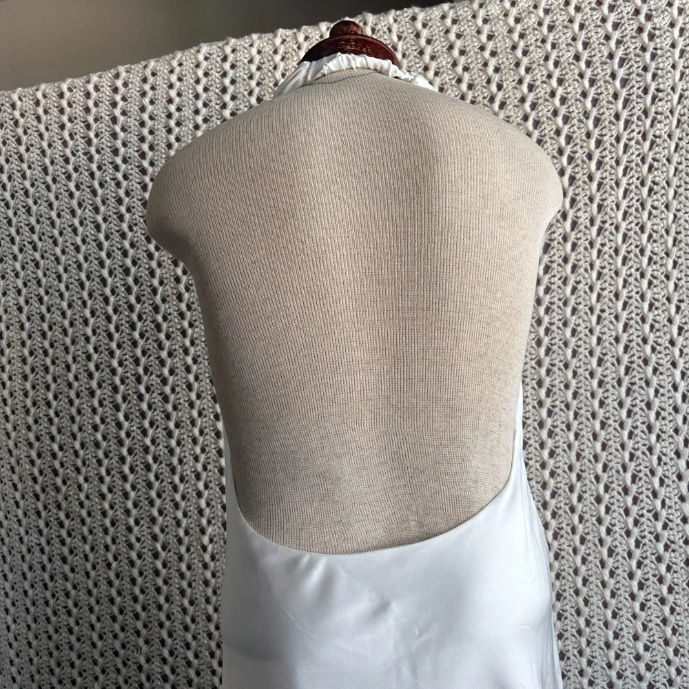Show Me Your Mumu Jasmine Dress Halter Mini Dress Backless Satin White Size M - Picture 10 of 14